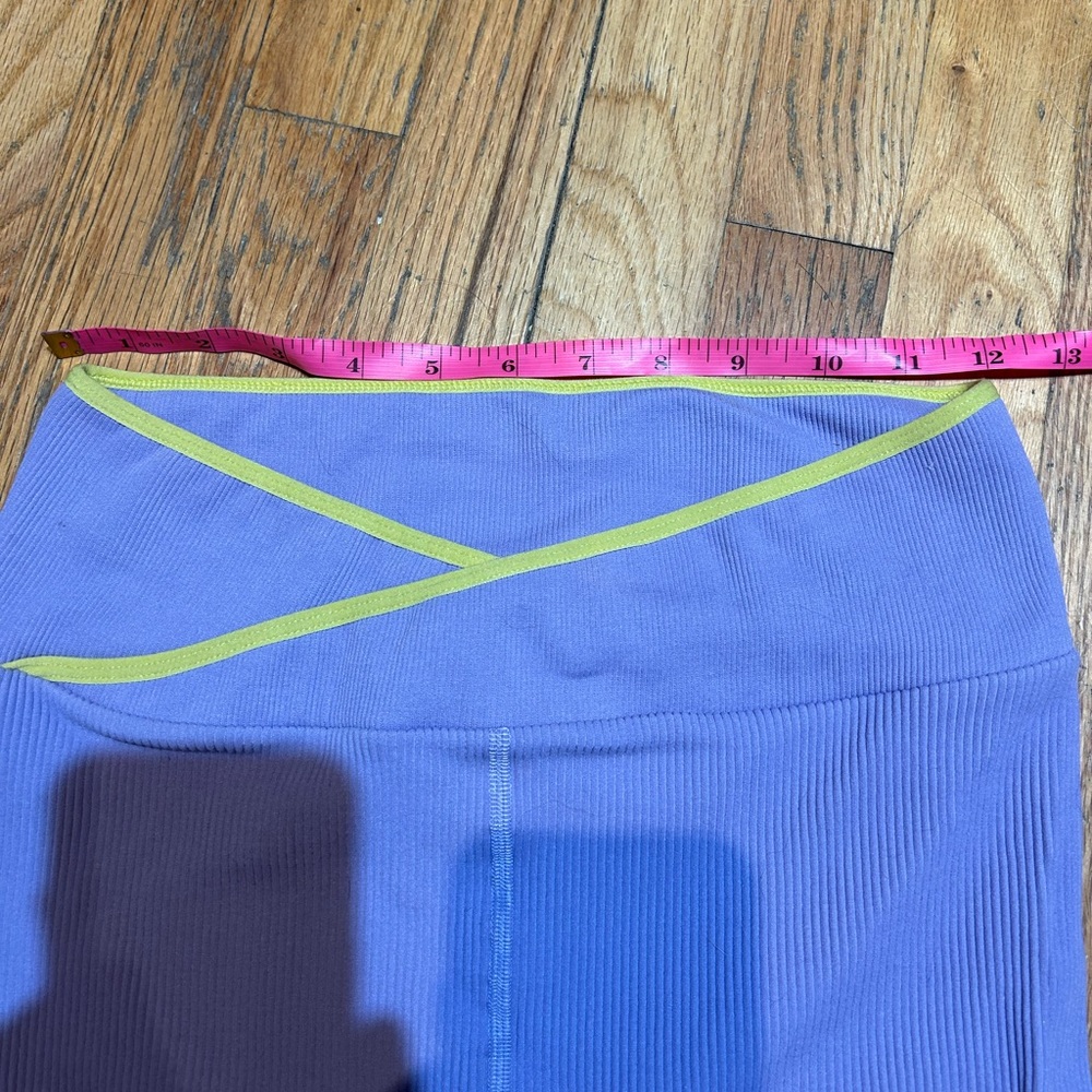 Free People Purple and Yellow Bike Shorts with Crossover Waistband M/L - Picture 5 of 8